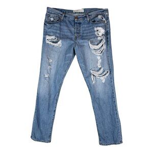 GAP Relaxed Boyfriend Jeans 30 Distressed Light Wash Ripped Y2K